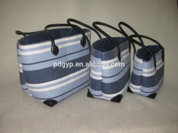 New 2015 Factory Low Price Blue and White Paper Fabric Strip Lady Handbag