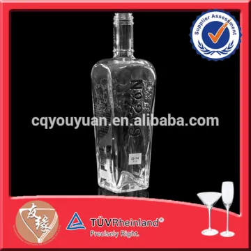 Food Grade 700ml Unique Custom Luxury Glass Gin Bottle Square