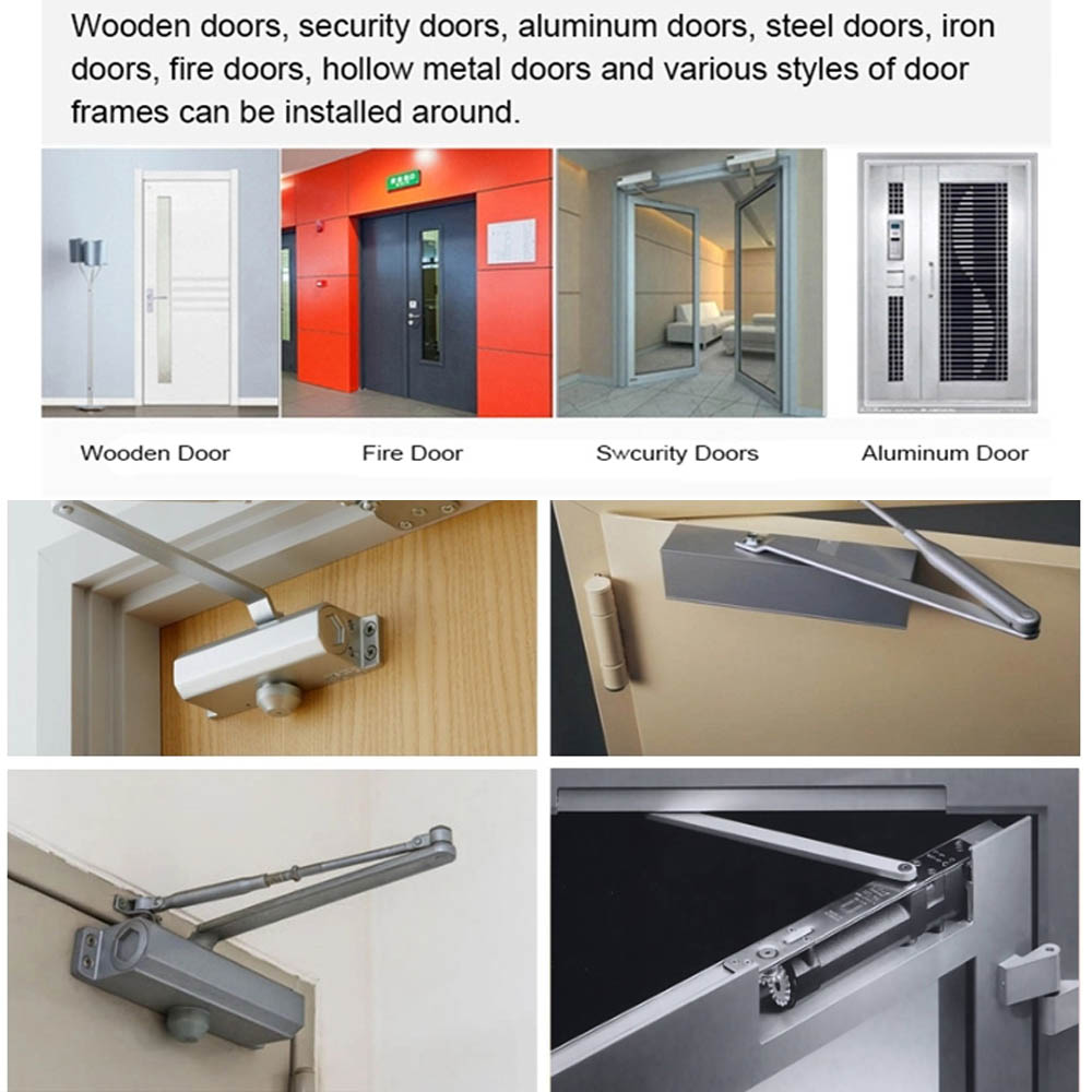 Automatic Door Closers Security System Adjustable Closing/Latching Speed Aluminium Hand Doors For Left/Right 25-45Kg Max 900mm