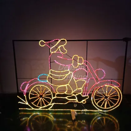LED Motorcycle Santa Rope Lights Silhouette