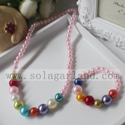 Collier de perles rondes en perles d&#39;imitation pour bébé fille enfant en bas âge