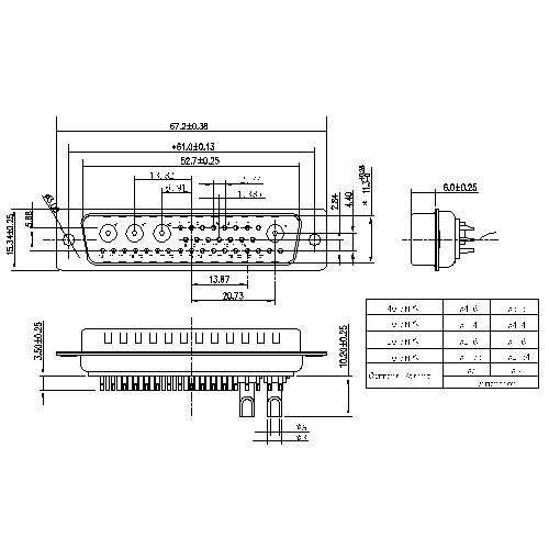 PDB36W4-MXXX POWER D-SUB 36W4 SOLDER CUP-MALE