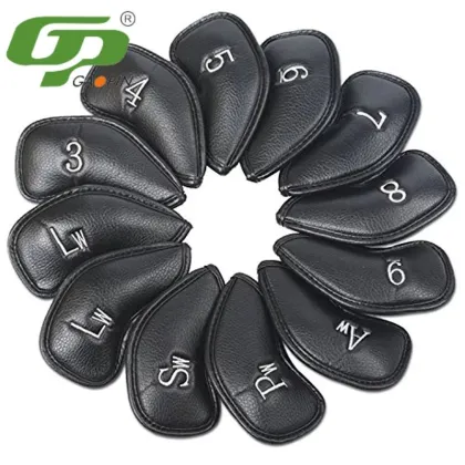 Premium Leather Golf Club Iron Head Covers Set