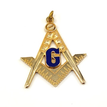 Custom 3D Gold Masonic Charm: G Square and Compass Regalia Mason Pendant