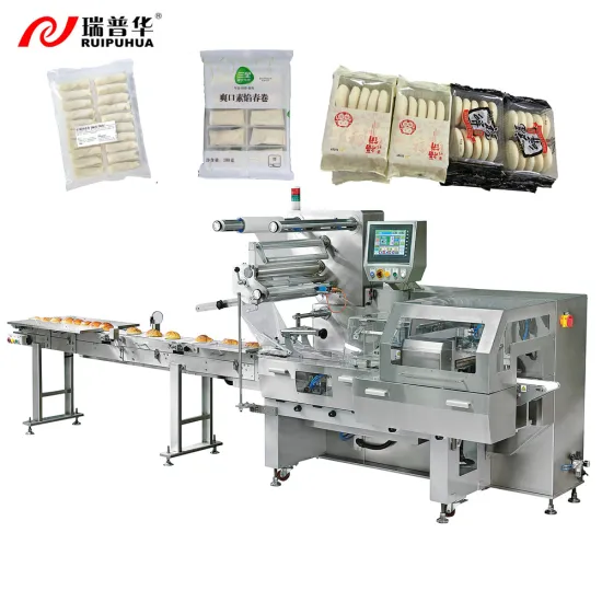 Top-Quality Automatic Frozen Food Flow Packing Machinery for Spring Rolls, Pizza Dough, and Pancakes