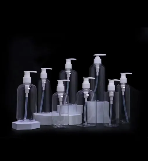 Factory 100ml 250ml 500ml Transparent Round Cosmetic Lotion Pump and Plastic Bottle Set For Shampoo