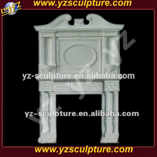 home used white elegant stone fireplace double-deck fireplace