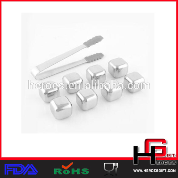 Metal stainless steel whiskey stones Reusable Ice Cubes Chilling Stones with Freezer Storage Tray