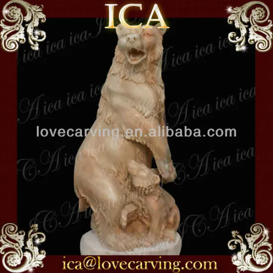 Garden decoration red marble high quality bear statues