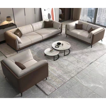 Conjunto de sofá casual de couro sintético 3+1+1