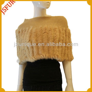 2014 fashion women's rabbit fur trimmed shawl
