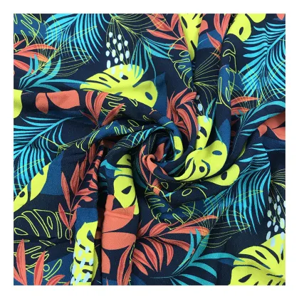Factory Outlet Tropical Pattern Digital Printed Fuli Crepe Rayon Fabric for Clothes