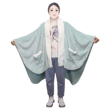 Poncho Wearable Blanket Soft Snuggle Throw with Pockets - Women's Cape Wrap Gift