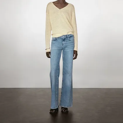 Women's 100% linen long sleeved knitted sweater