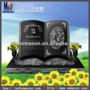 Slant granite book tombstone