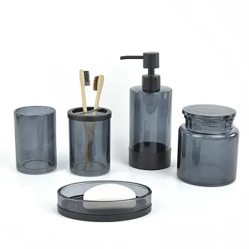 Grey glass bathroom set