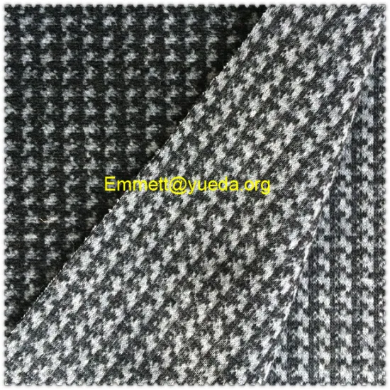 ivory white black combo herringbone jacquard knit boiled wool fabric for overcoat