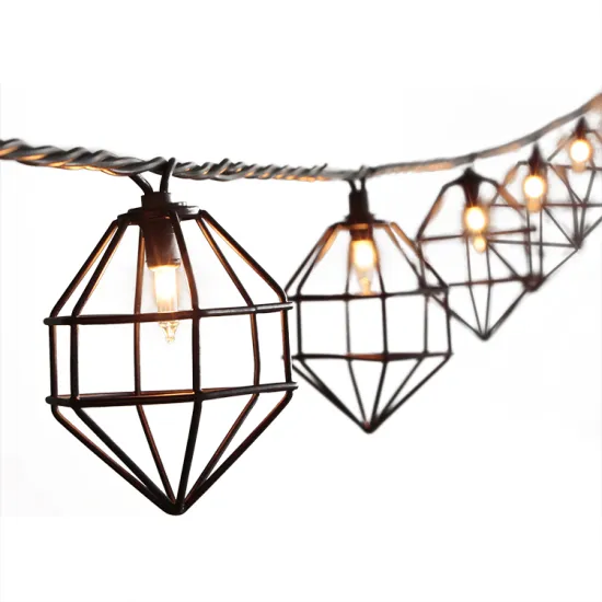 Outdoor 10 Bulb String Light Metal Diamonds