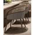 Silla de comedor de madera sólida con asiento de tela diseño minimalista moderno muebles de comedor silla de restaurantes silla de cafetería