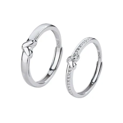 925 Sterling Silver Love Knot Promise Ring - Fashionable Men's and Women's Band Jewelry