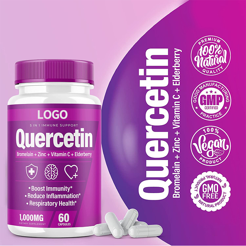 OEM/ODM Suport imunitar Bromelain Vitamina C și Zinc Quercetină Gummies Vegan Elderberry și Vitamina D3 Quercetină Gummies