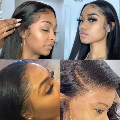 Highlight 1B Honey Brown Color Straight Human Hair Lace Front Wig Virgin Brazilian Hair Highlight Wig Transparent HD Frontal Wig