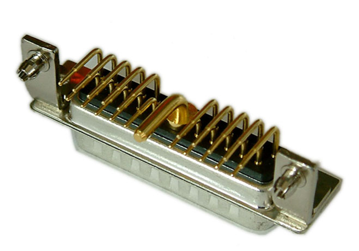 21W1 Male D-Sub Mixed Contact Connector Sudut Kanan