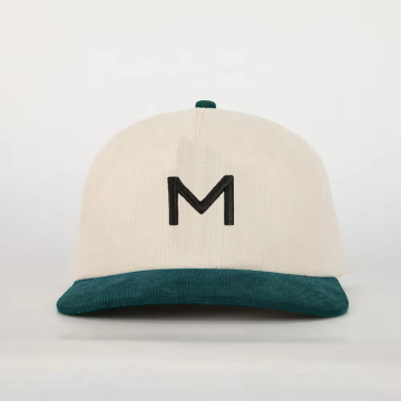 Высококачественная пользовательская вышивка логотип логотип Beige Cersturoy 5 Panel Sports Hat и Bolf Baseball Cap