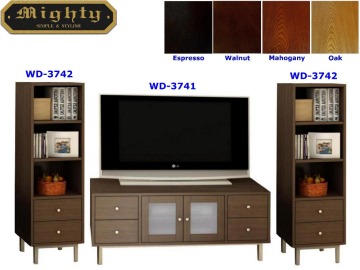 Wooden Espresso Stereo And Audio Cabinet TV Entertainment Unit