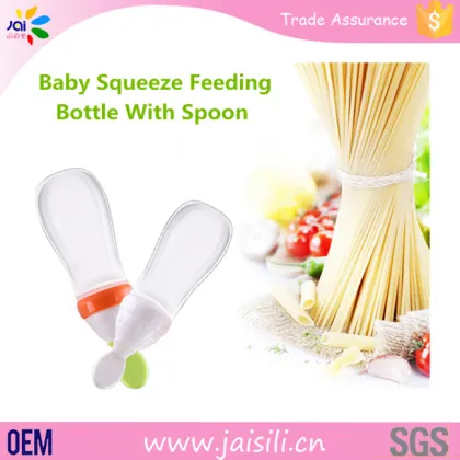Hot Sale food grade Silicone OEM packing cereal baby feeding bottle lovely