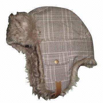 Winter Trapper in Checked Pattern, Customized Logos and Designs are Accepted