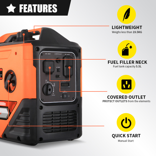 Generador inversor confiable de un solo cilindro de 2000 W para el hogar