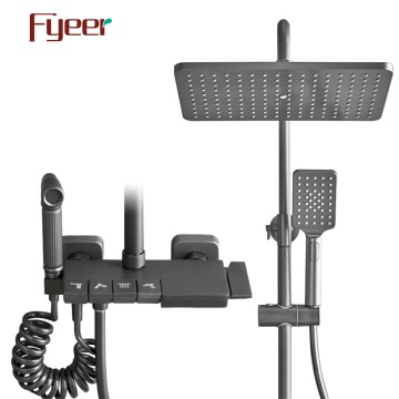 Fyeer Piano Key 4 Funktionen Gun Grey Badezimmer Duschset Set