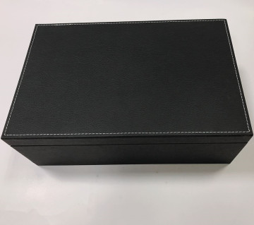 Handgefertigte schwarze Tee -Leder -Verpackungsschachtel für Geschenk