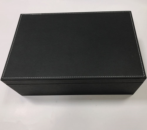 Caja de envasado de cuero de té negro hecha a mano para regalo