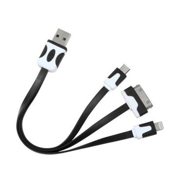 Black Htc One X 30 Pin / 8 Pin / Micro Usb Charging Data Cable 5v 1a Oem