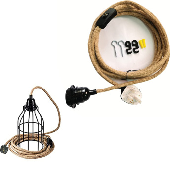 Twisted Nylon Rope Pendant Lights with E26/E27 Sockets and Switch