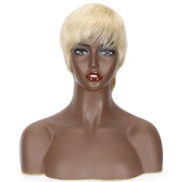 Rebecca Wholesale 9 inches Cheap Short Pixie Cut Human Hair Wig Remy Brazilian Hair Wigs 613 Blonde Non-Lace Front Wig For Women