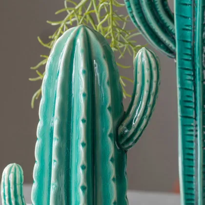 Nordic Ice Crack Cactus Ceramic Ornaments for Home Decor