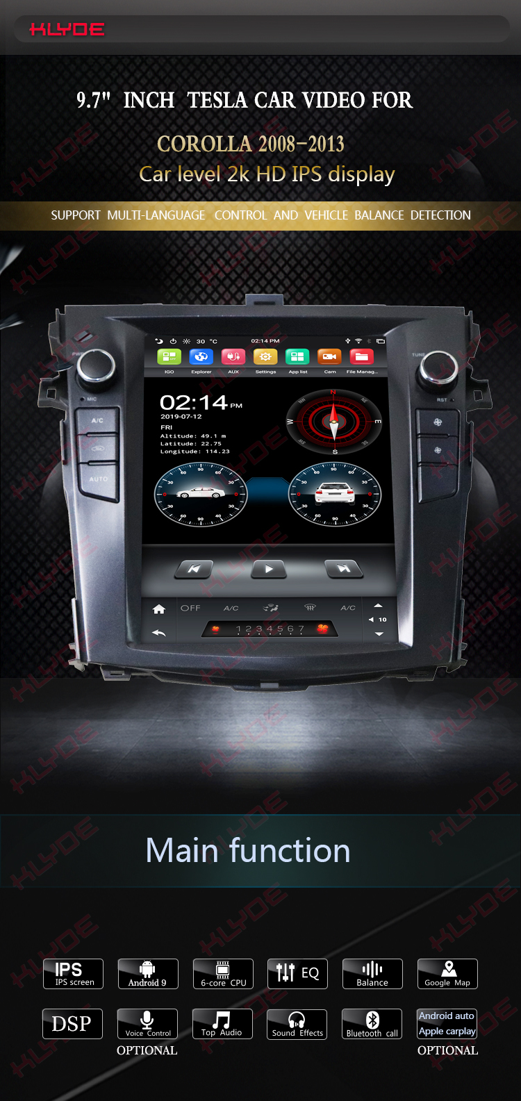 car audio system for Corolla 2008
