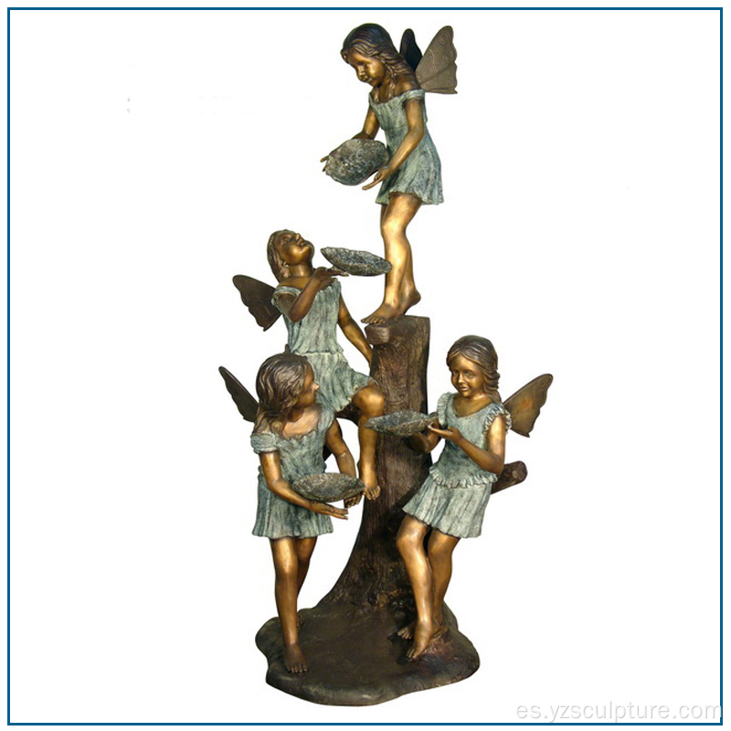Tamaño Ángel chica estatua de bronce para la decoración del jardín