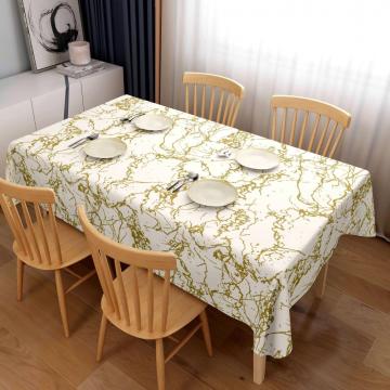Elegant black and gold marble stone tablecloth