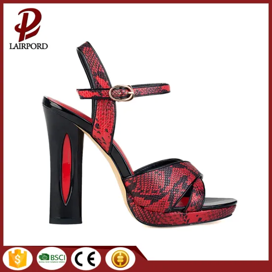 hot sale red PU high heel sandals