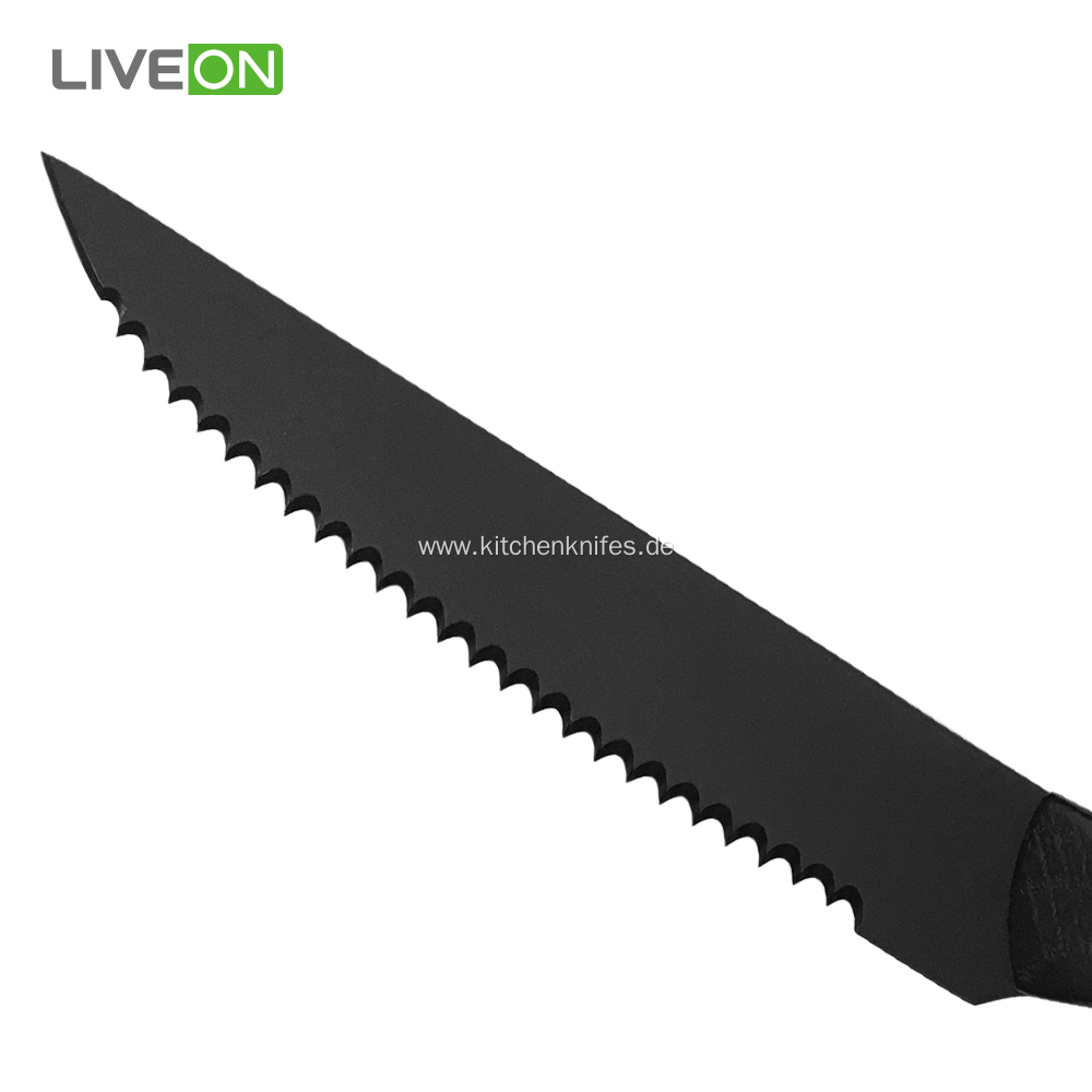 Black Oxide Stainless Steel Serrated Steak Knives