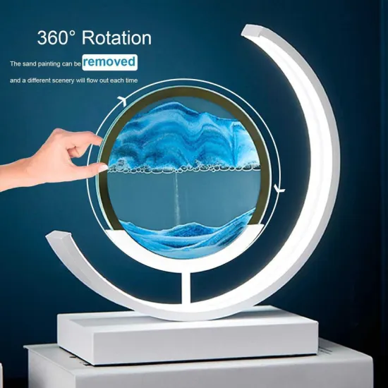 Dimmable 3D LED Table Lamp with Flowing Sand Art and Remote Control