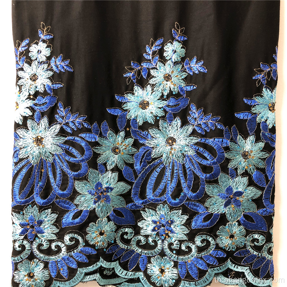 Shaoxing Rayon Satin พร้อม Embroidey On Black