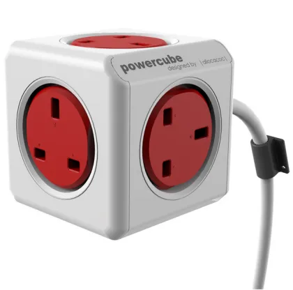 F13664 Allocacoc PowerCube power strip UK standard 3m cable 5 socket outlet Wall Socket Plug