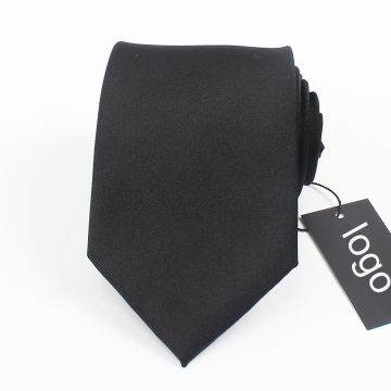 High Quality Solid Black Polyester Neck Tie for Men
