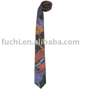 Polyester -Krawatte mit Weltkartendruck