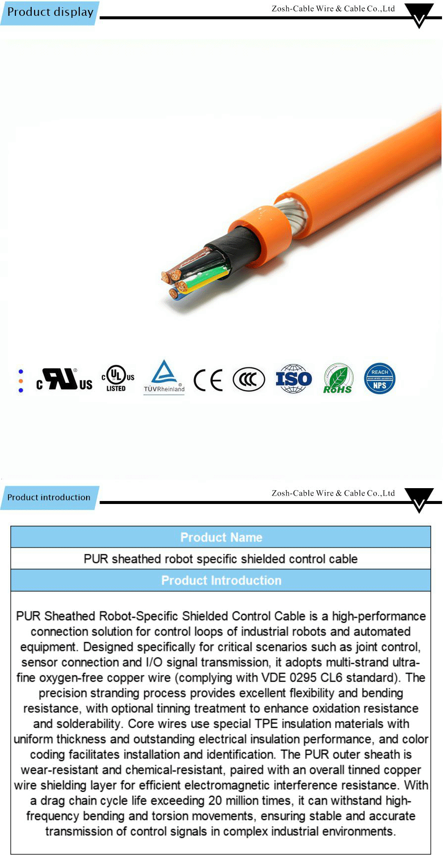 Robot cable (anti-torsion)-xiangqing1-ZS023A